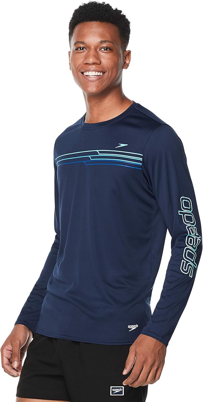 speedo 速比涛 男士 uv 游泳衬衫图案长袖 t 恤